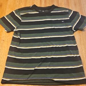 Vans Men's Green and Black Striped Tee